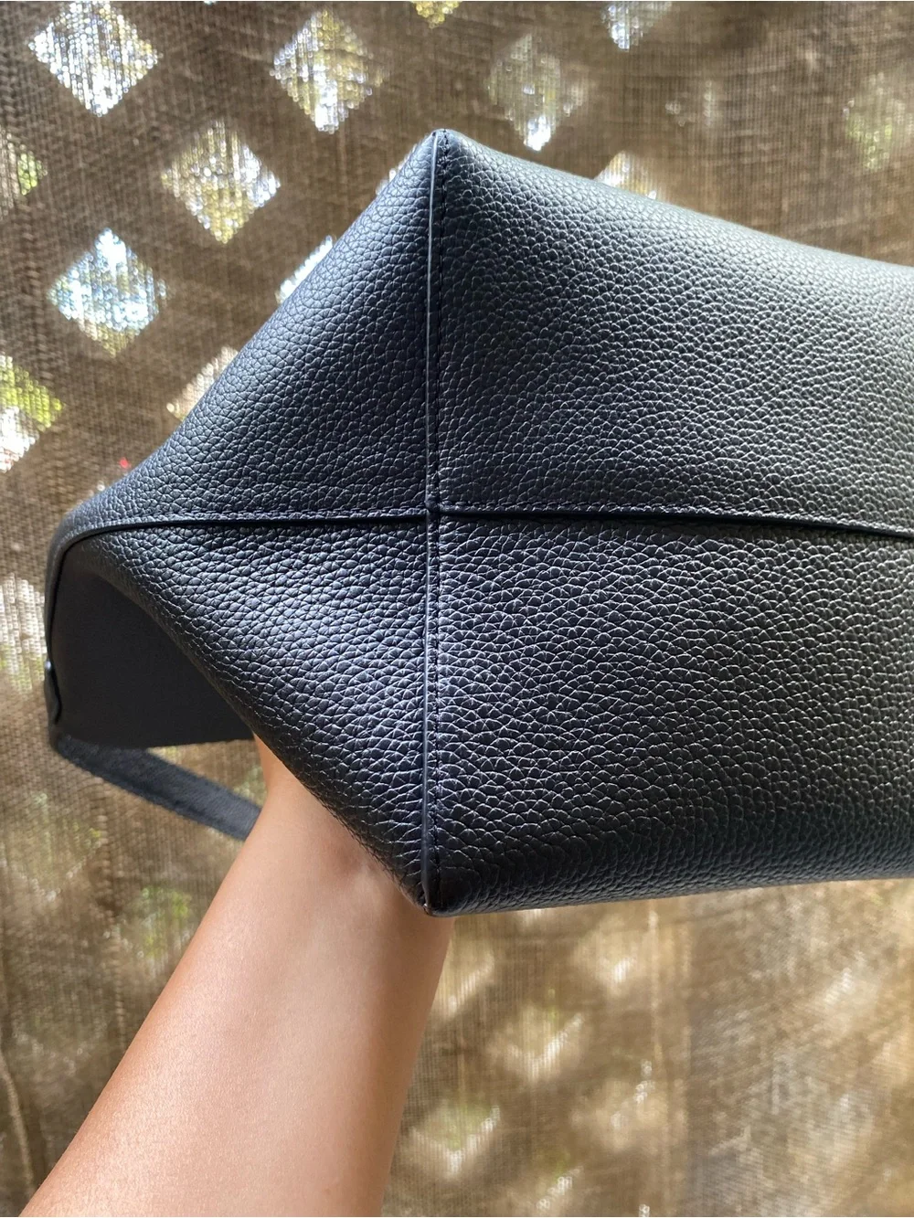 The Row N/S Park Medium Tote in Black Grained Calfskin with Tan Suede Interior